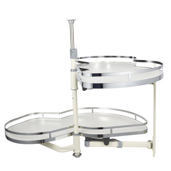 Pull-Out Corner Shelving Right Pull Out Shelf Organiser Height of Tray Can be Adjusted 2 Tiers Swing Tray with Soft Close Device