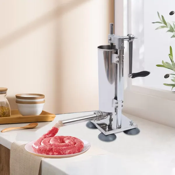 Sausage Filling Machine 3L Aluminum Alloy Manual Sausage Stuffer Sprayer with 4 Silicone Suction Cups with 4 Stainless Steel Filling Tubes and 7 Tubes