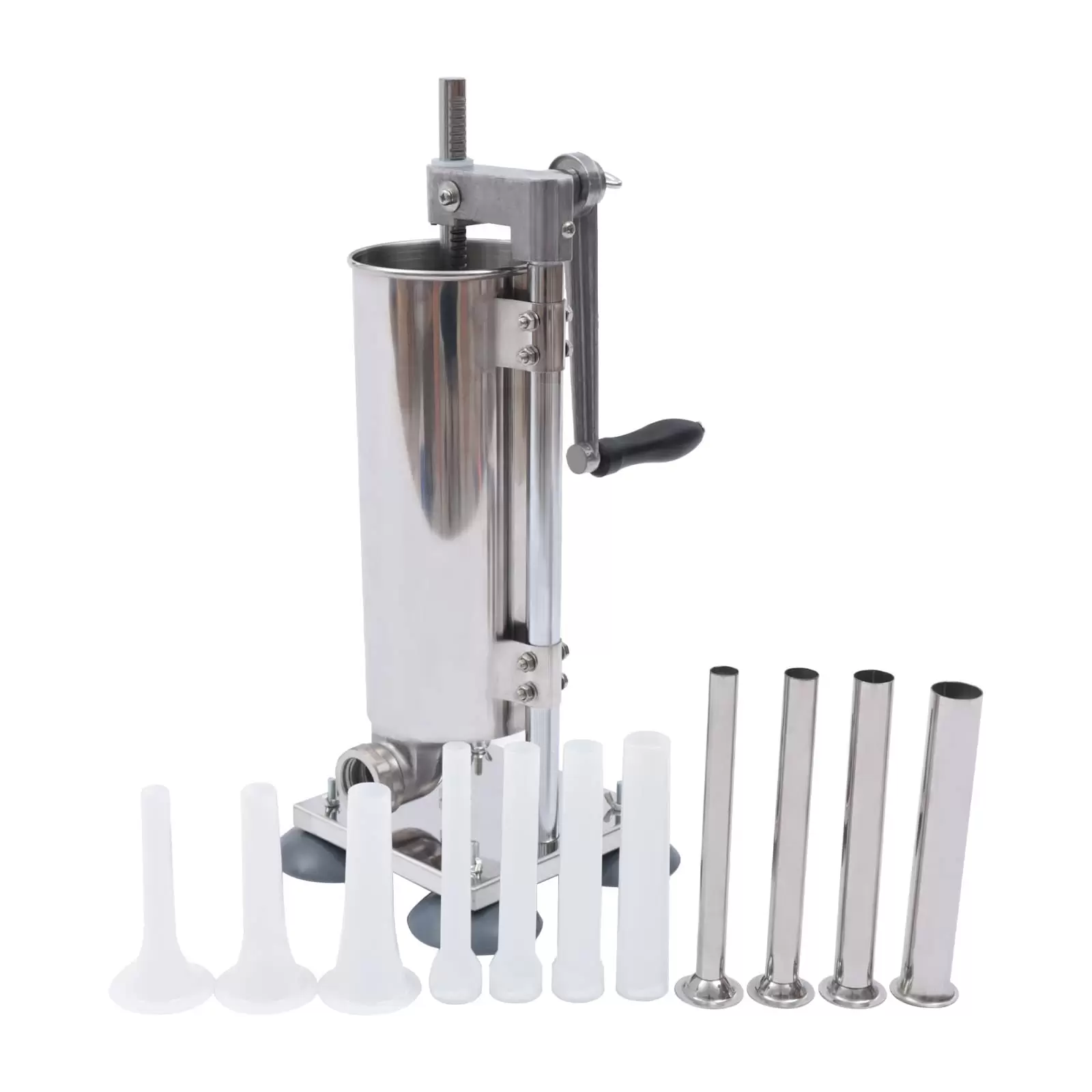 Sausage Filling Machine 3L Aluminum Alloy Manual Sausage Stuffer Sprayer with 4 Silicone Suction Cups with 4 Stainless Steel Filling Tubes and 7 Tubes