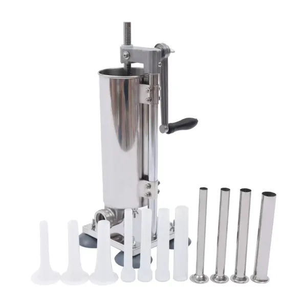 Sausage Filling Machine 3L Aluminum Alloy Manual Sausage Stuffer Sprayer with 4 Silicone Suction Cups with 4 Stainless Steel Filling Tubes and 7 Tubes