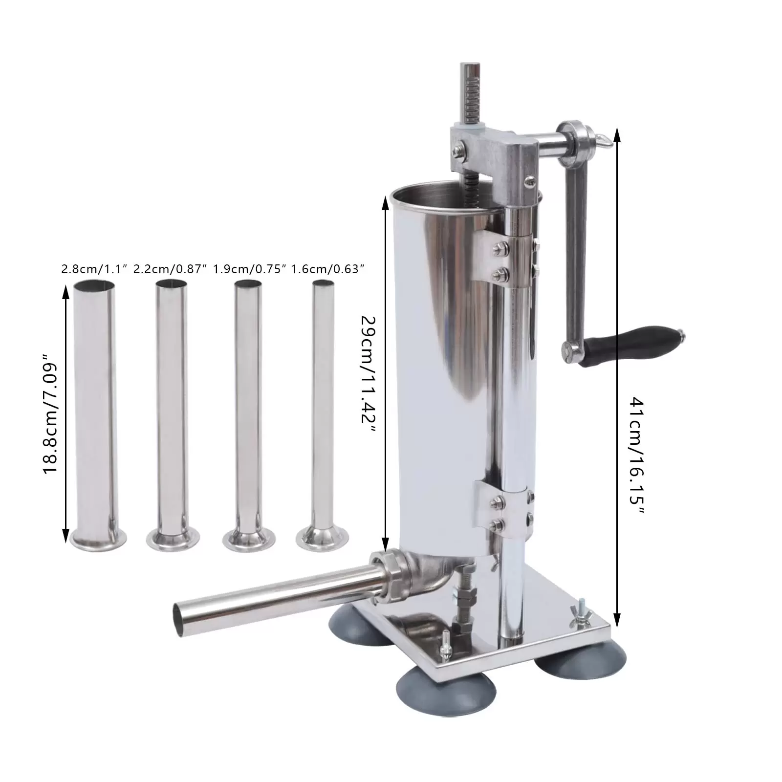 Filling machine, sausage machine, 3L, vertical, with 4 filling tubes and 4 suction cups Filling machine, sausage machine, 3L, vertical, with 4 filling tubes and 4 suction cups