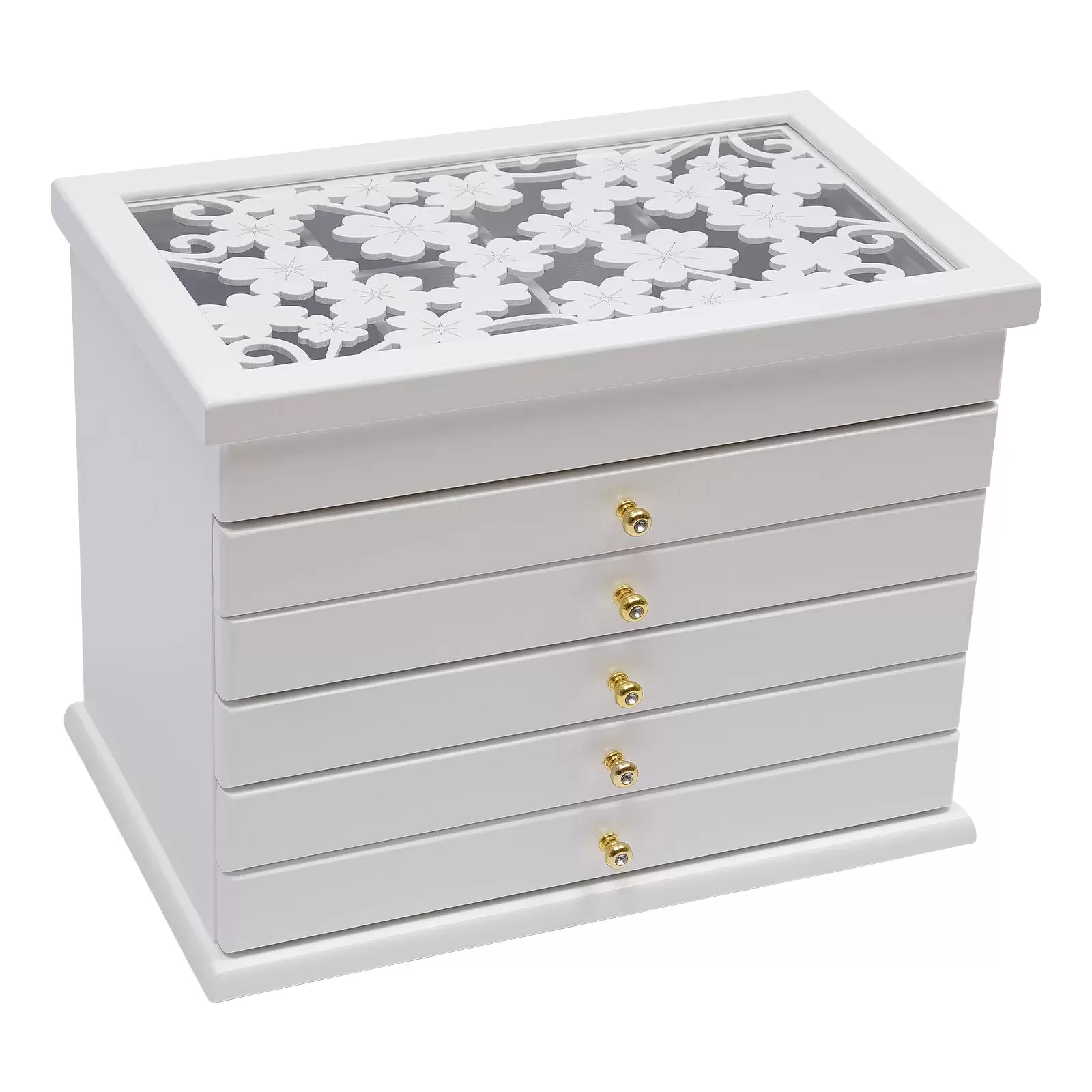 Six-layer Jewelry Box without a Mirror Storage Box for Organizing Sunglasses Watches Hairpins Earrings Rings Bracelets 11.6*7.3*6.9 In White Six-layer Jewelry Box without a Mirror Storage Box for Organizing Sunglasses Watches Hairpins Earrings Rings Bracelets 11.6*7.3*6.9 In White