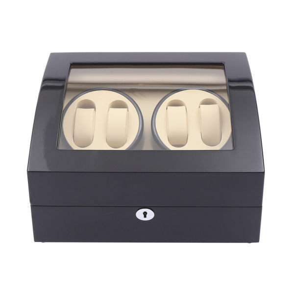 Watch Winder with Quiet Motors Elegance Watch Winder Stylish Watch Winder for 4 Automatic Watches with Watch Storage for 6 Watches in Piano Lacquer Black and White Interior Watch Winder with Quiet Motors Elegance Watch Winder Stylish Watch Winder for 4 Automatic Watches with Watch Storage for 6 Watches in Piano Lacquer Black and White Interior