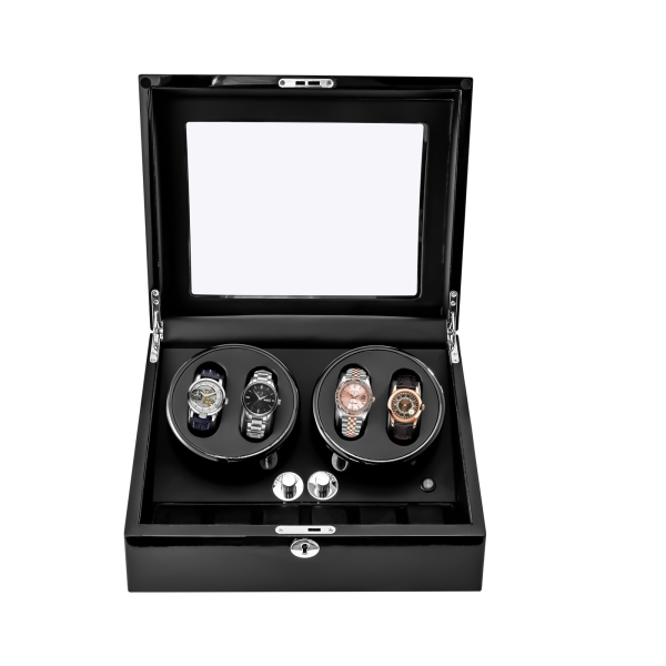 Automatic Watch Winder - 10 Slots - LED - 5 Modes - for Watches and Rings - Polyurethane - Black