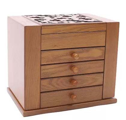 Wooden jewelry box - 5 layers - Jewelry box - with mirror
