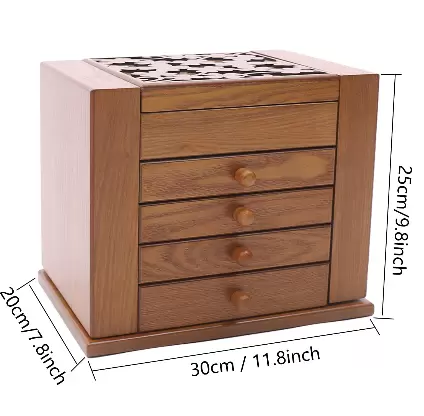 Wooden jewelry box - 5 layers - Jewelry box - with mirror