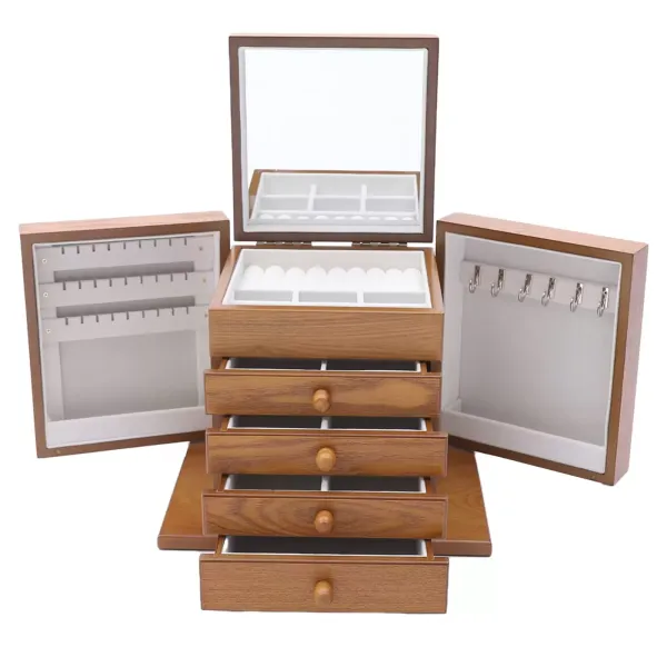 Wooden jewelry box - 5 layers - Jewelry box - with mirror Wooden jewelry box - 5 layers - Jewelry box - with mirror