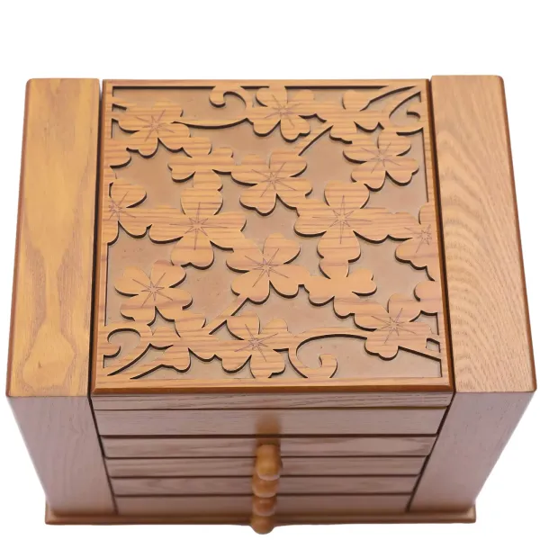 Wooden jewelry box - 5 layers - Jewelry box - with mirror