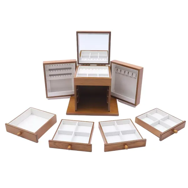 Wooden jewelry box - 5 layers - Jewelry box - with mirror