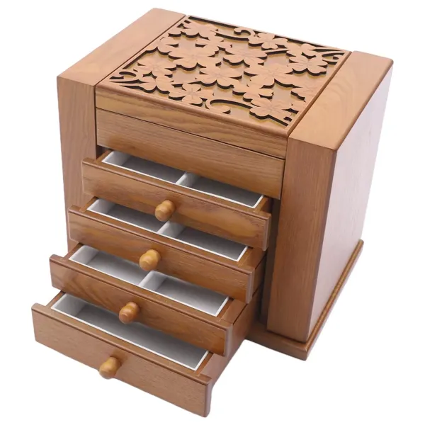 Wooden jewelry box - 5 layers - Jewelry box - with mirror Wooden jewelry box - 5 layers - Jewelry box - with mirror