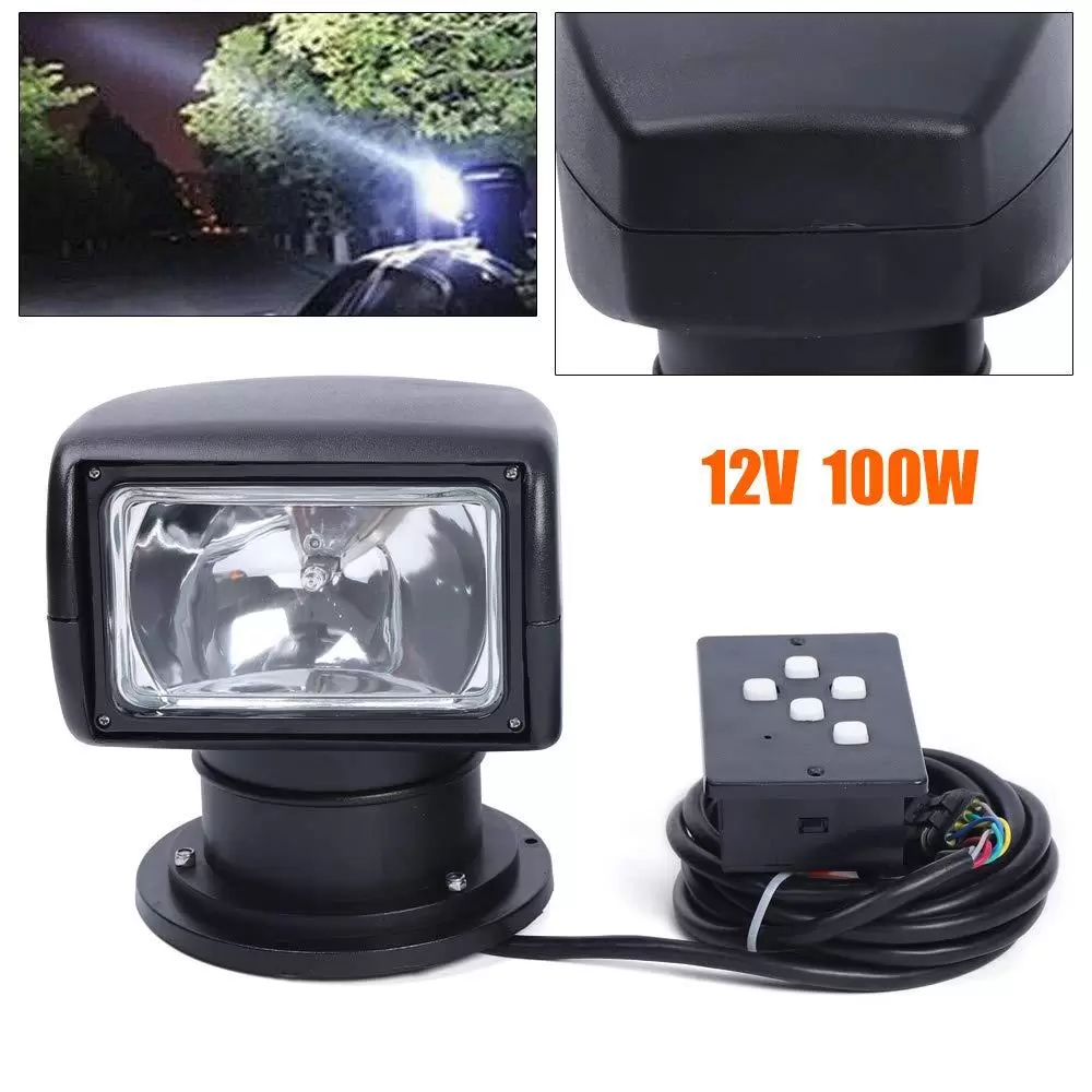 100W 12V 360° Rotating Searchlight with Remote Control for Boat House Field