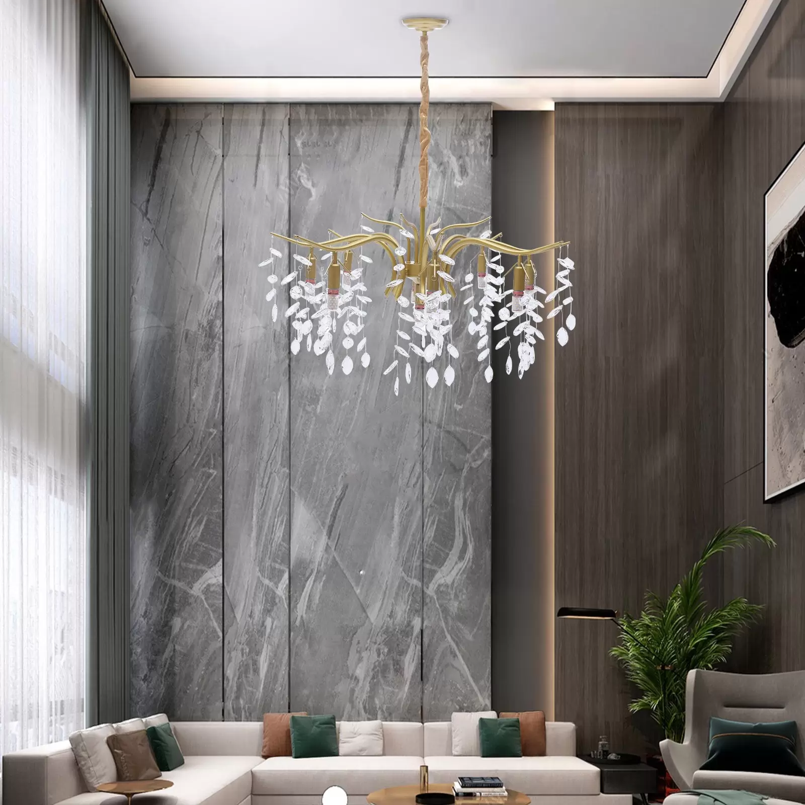 Crystal Ceiling Light, Metal Chandelier, 12W, Gold Design, Living Room, Chandelier, Luxury Decoration