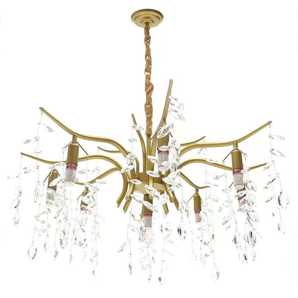 Crystal Ceiling Light, Metal Chandelier, 12W, Gold Design, Living Room, Chandelier, Luxury Decoration