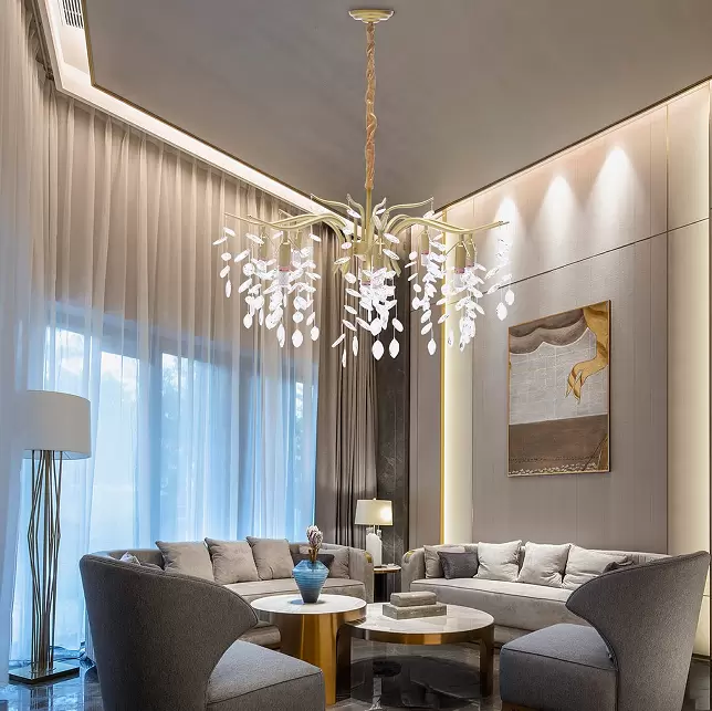 Crystal Ceiling Light, Metal Chandelier, 12W, Gold Design, Living Room, Chandelier, Luxury Decoration