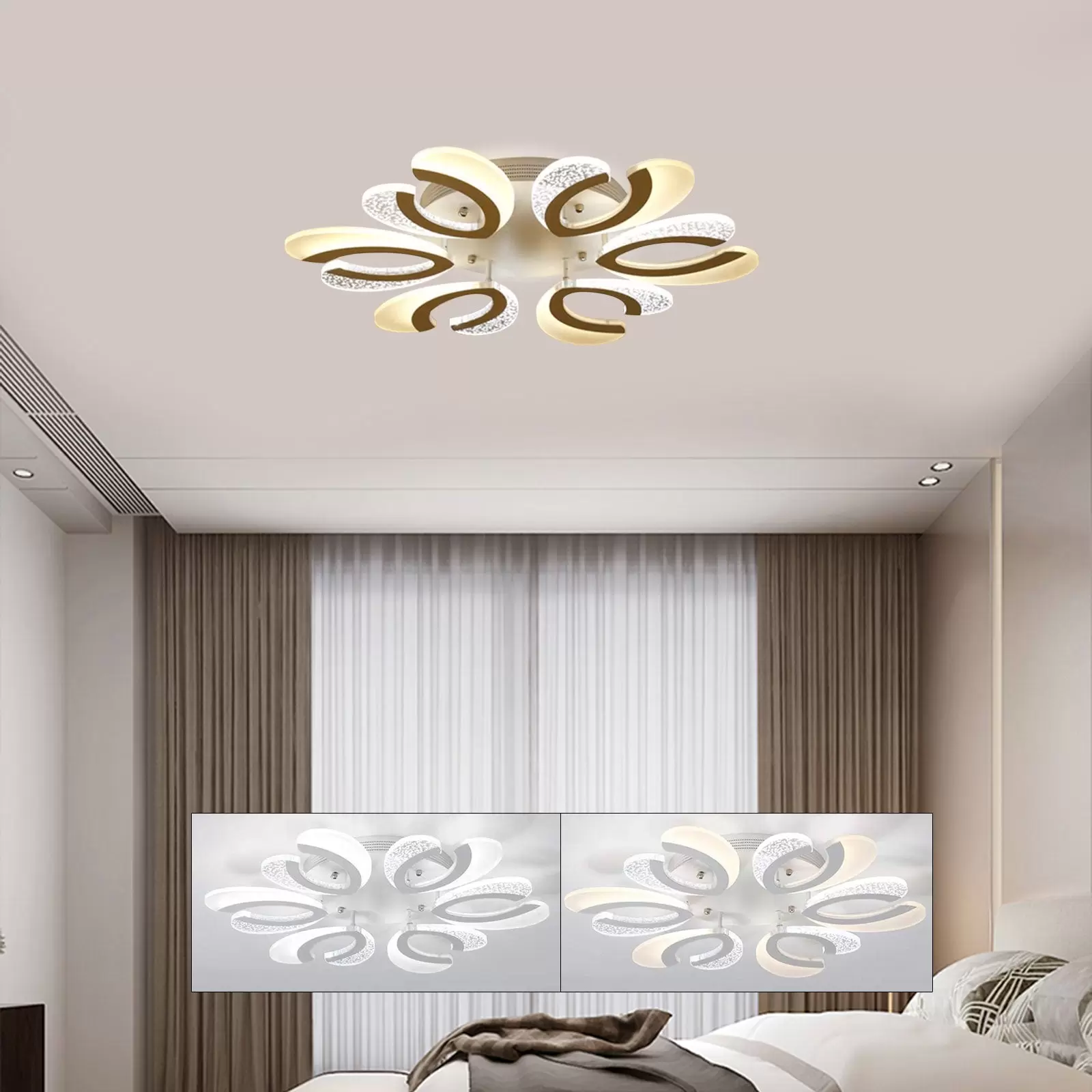 Modern 6-Arm Flower Shape LED Lamp, Dimmable LED Lighting Acrylic (72W)
