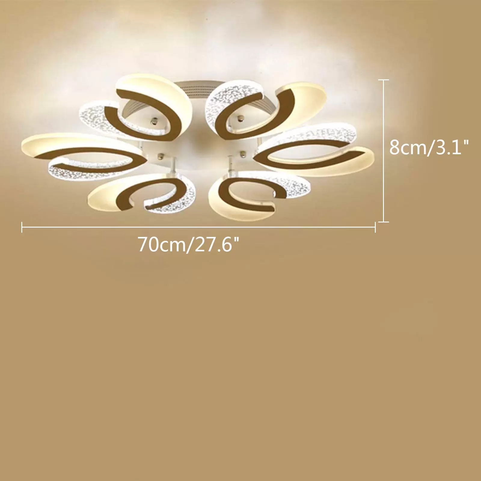 Modern 6-Arm Flower Shape LED Lamp, Dimmable LED Lighting Acrylic (72W)