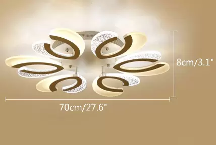 Modern 6-Arm Flower Shape LED Lamp, Dimmable LED Lighting Acrylic (72W)