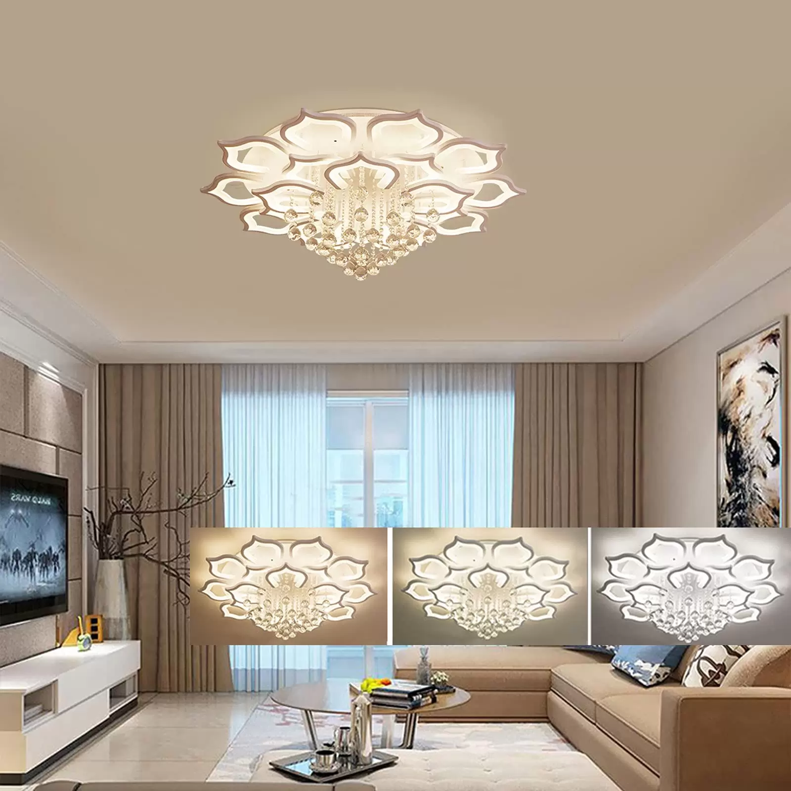 16 Heads Modern LED 96W White Acrylic Dimmable Ceiling Light Fixture with Dimmable Remote Control Modern LED Ceiling Light 16 Heads Modern LED 96W White Acrylic Dimmable Ceiling Light Fixture with Dimmable Remote Control Modern LED Ceiling Light