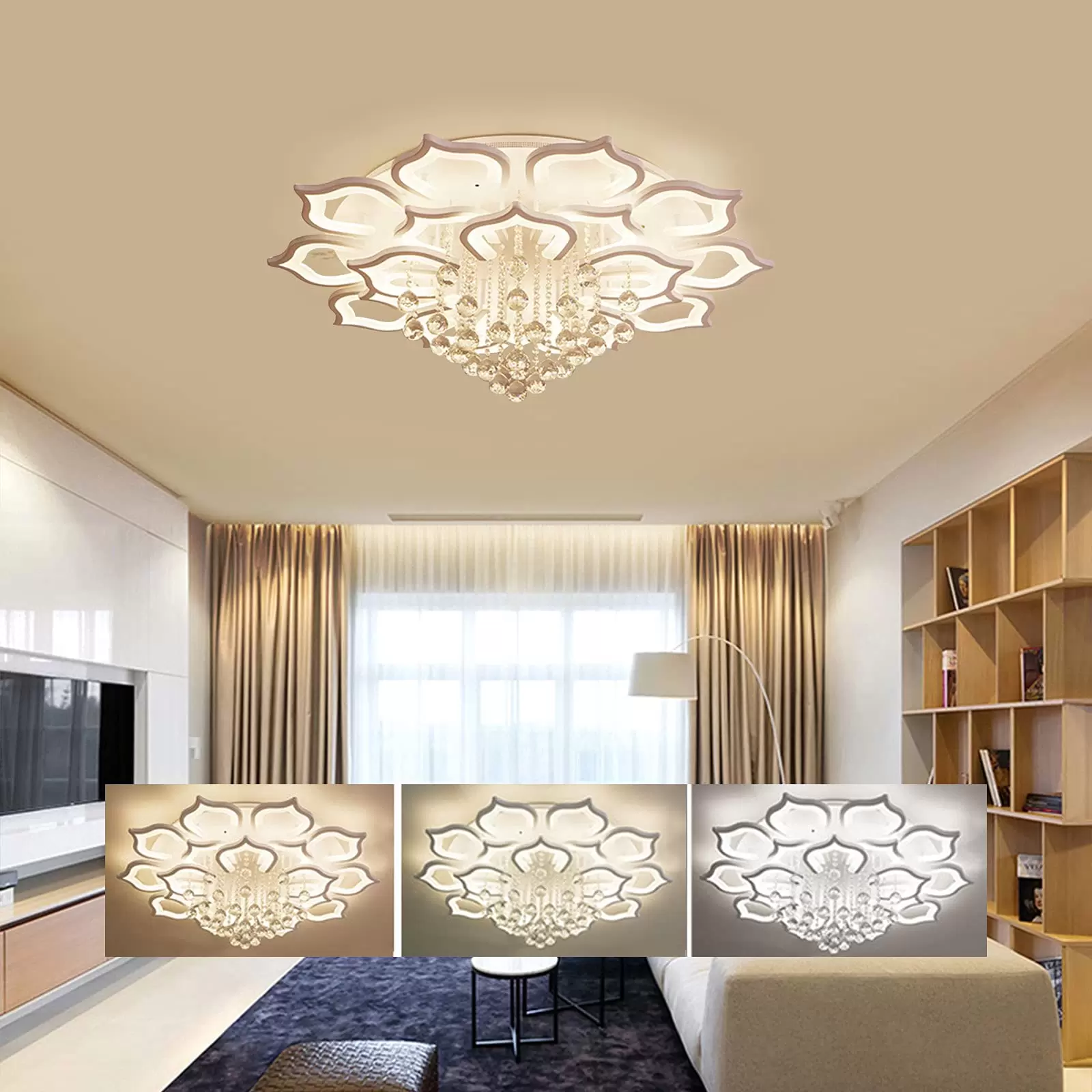 16 Heads Modern LED 96W White Acrylic Dimmable Ceiling Light Fixture with Dimmable Remote Control Modern LED Ceiling Light 16 Heads Modern LED 96W White Acrylic Dimmable Ceiling Light Fixture with Dimmable Remote Control Modern LED Ceiling Light
