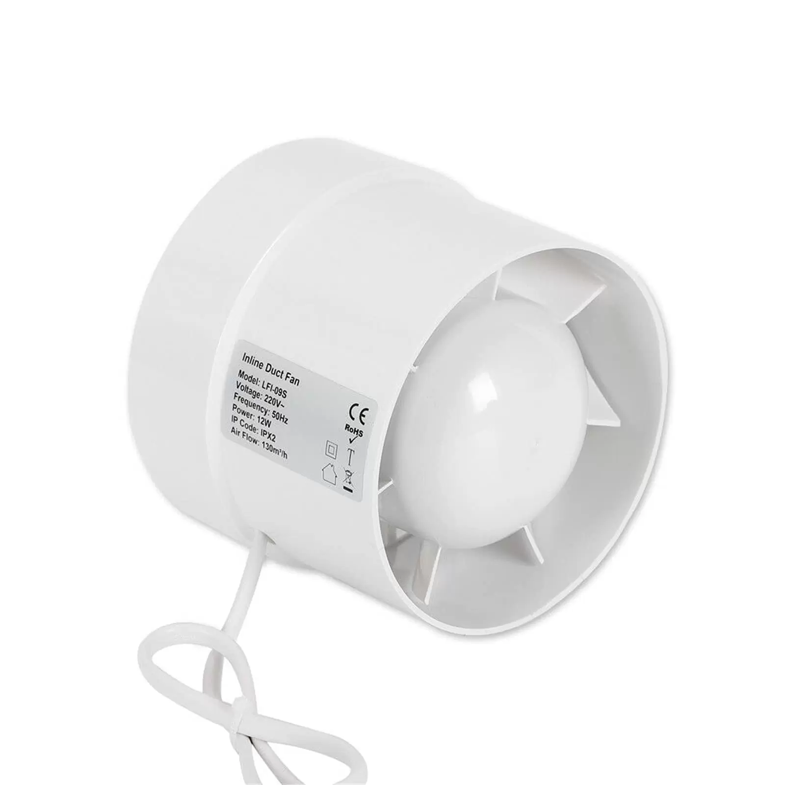 CNCEST Bathroom Tubular Fan with Ball Bearing 100/125/150mm for Toilet, Bathroom, Greenhouse, Kitchen, Round, 100mm