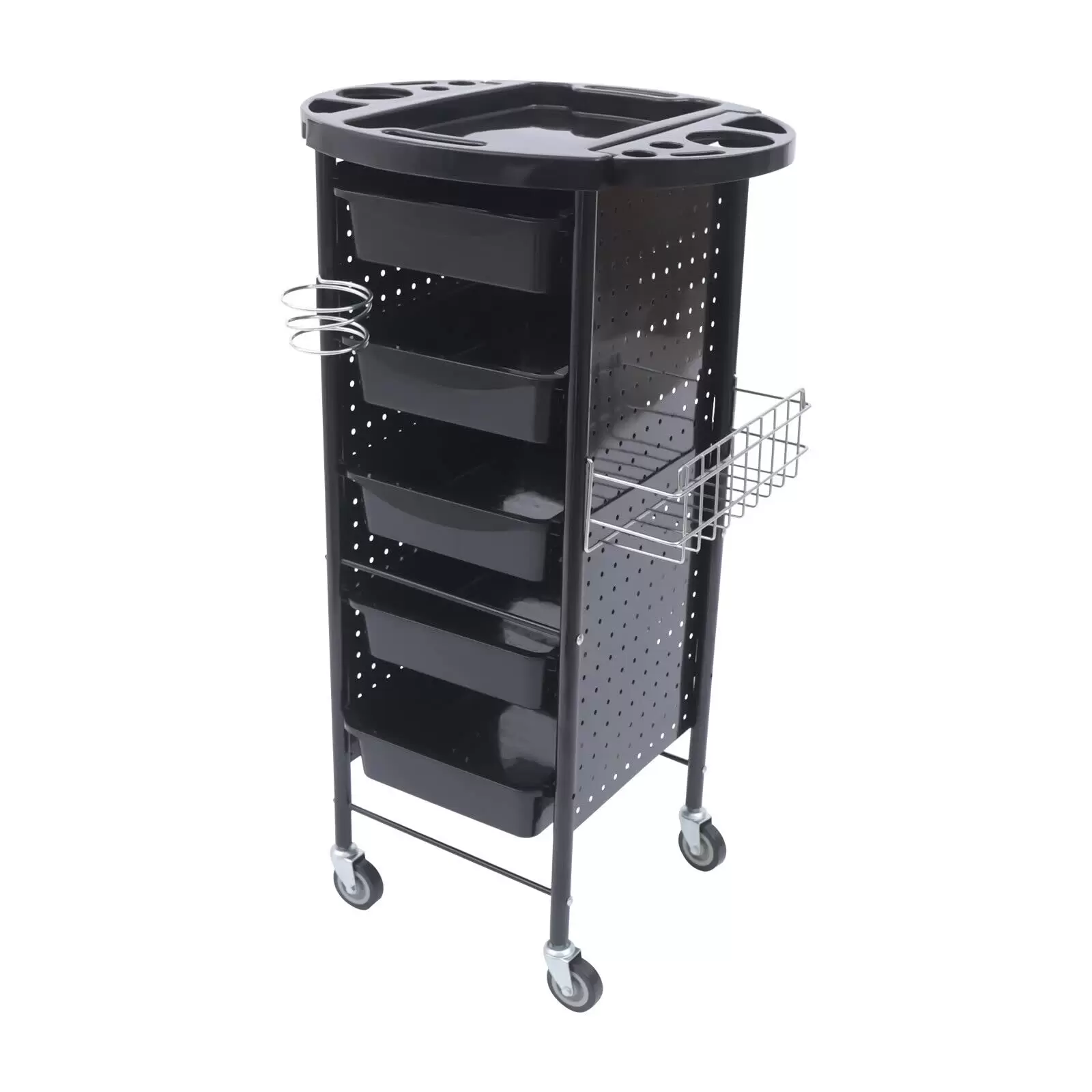 Hairdresser Trolley Beauty Rolling Cart 5 Drawers with Casters for Hairdresser and Salon Kitchen and Bathroom Hairdressing Trolley Black