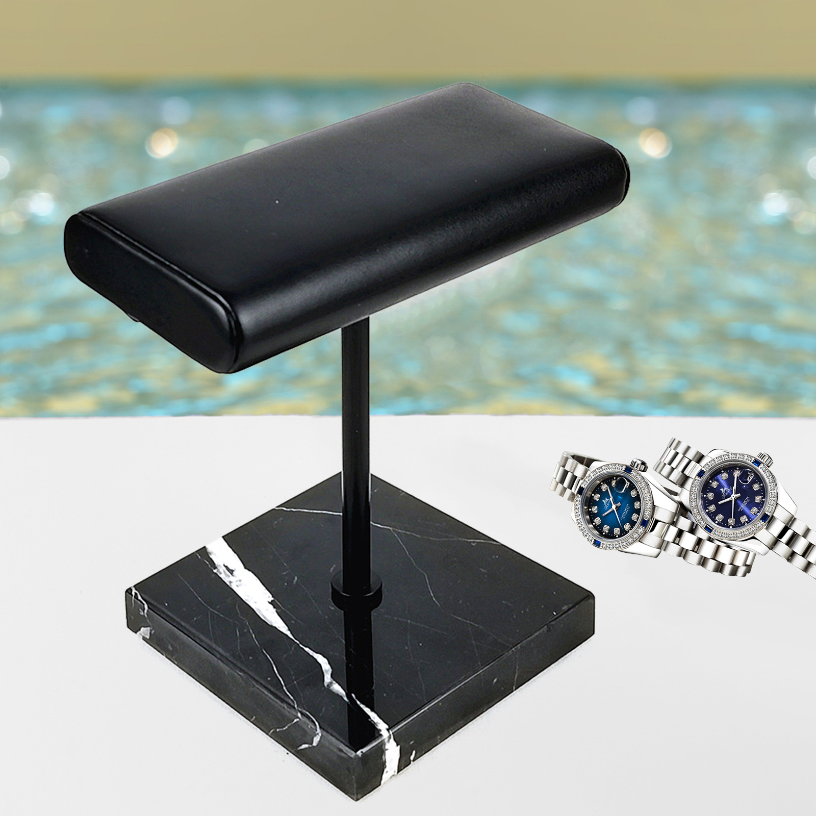 Watch Display Stand Black Marble Base Watch Stand for Retail or Personal Use For Home Window Display Shopping Center