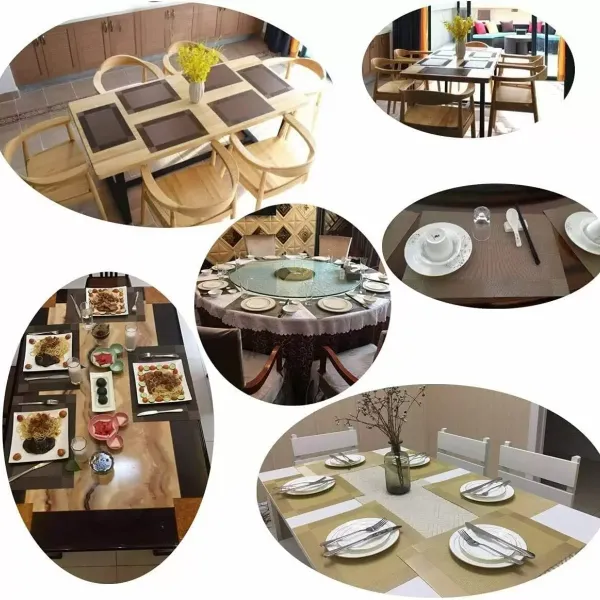 Placemats Set of 4 Non-Slip Washable 45 x 30 cm PVC Non-Slip Heat Resistant Placemats for Kitchen Restaurant (Brown)