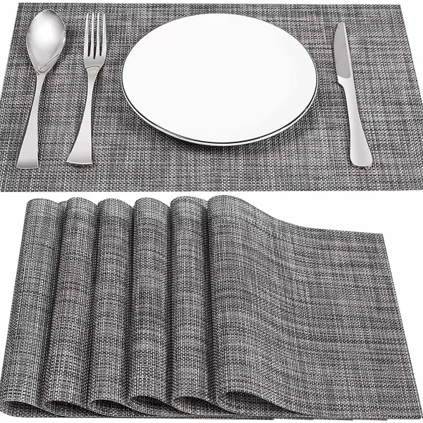 Placemats Set of 4 Non-Slip Washable Placemats 45x30cm PVC Heat Resistant Placemats for Kitchen Restaurant (Grey)