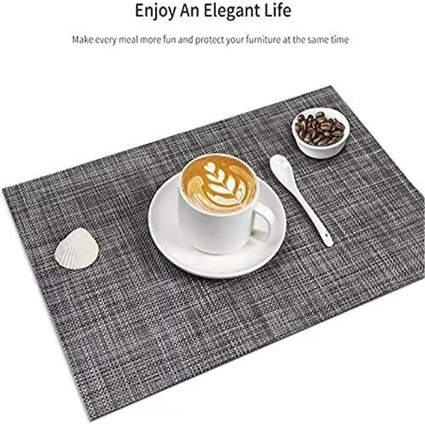 Placemats Set of 4 Non-Slip Washable Placemats 45x30cm PVC Heat Resistant Placemats for Kitchen Restaurant (Grey)