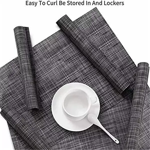 Placemats Set of 4 Non-Slip Washable Placemats 45x30cm PVC Heat Resistant Placemats for Kitchen Restaurant (Grey)