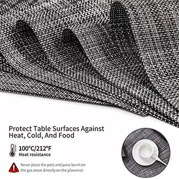 Placemats Set of 4 Non-Slip Washable Placemats 45x30cm PVC Heat Resistant Placemats for Kitchen Restaurant (Grey)