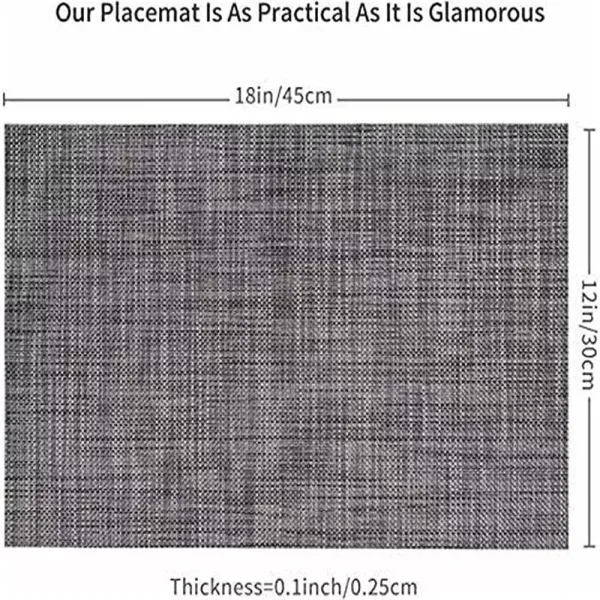 Placemats Set of 4 Non-Slip Washable Placemats 45x30cm PVC Heat Resistant Placemats for Kitchen Restaurant (Grey)