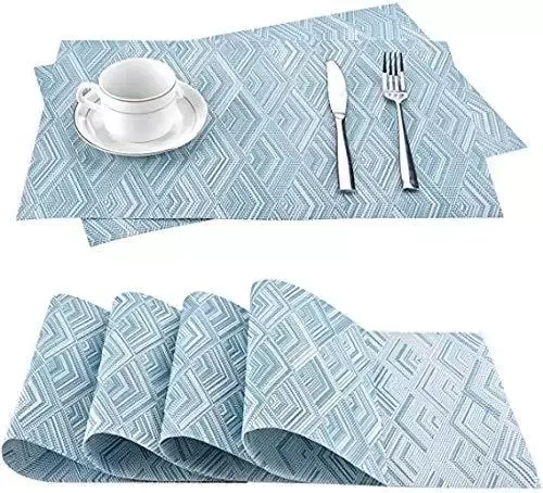 Placemats Set of 4 Non-Slip Washable Placemats 45 x 30 cm PVC Non-Slip Heat Resistant Placemats for Kitchen