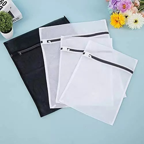 4 Pack Durable Mesh Laundry Net for Washing Machine, Drain, Dryer with Zippers