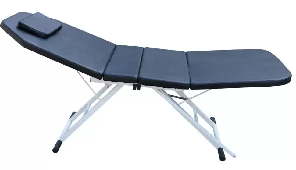 Spa Bed Massage Table Foldable Beauty Bed with Face Hole Removable Pillow Height Adjustable 3 Sections 182*60*60cm PVC Material