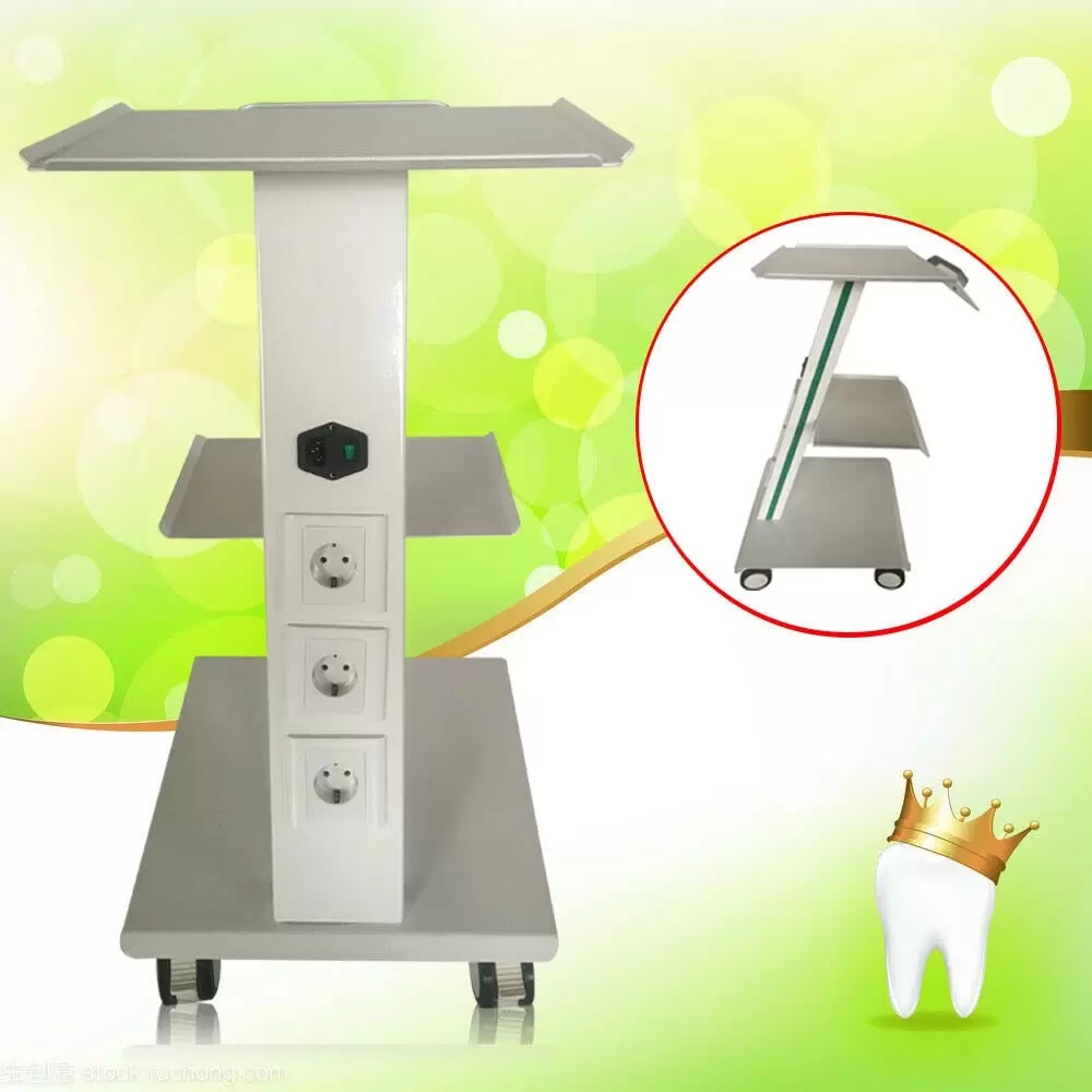 Side Trolley Side Table Beauty Cart Dental Cart With Foot Brakes Socket Practical Handle for Clinics Hospitals Beauty Salons