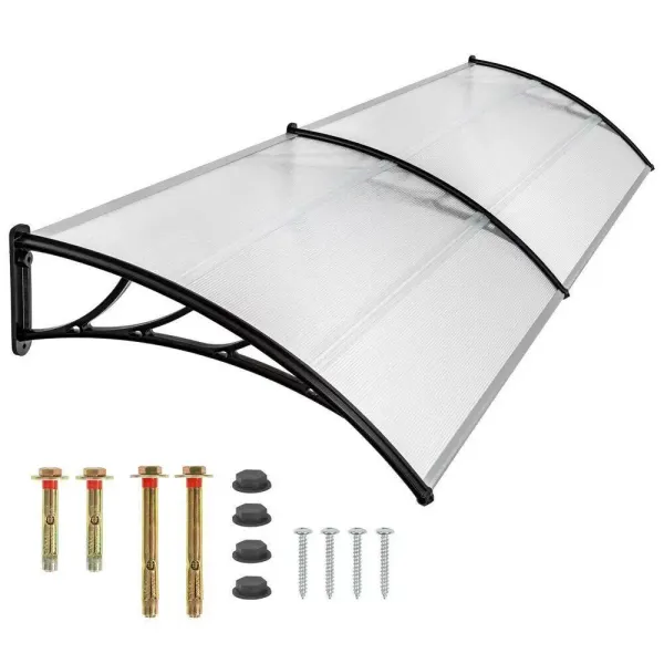 Door roof made of plastic and polycarbonate - weather protection - transparent - 200 cm