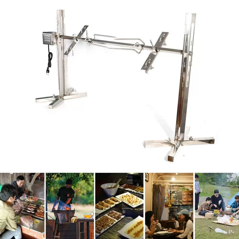 Stainless Steel Grill Rotisserie Kit, Heavy Duty Universal Grill Replacement Rotisserie Kit