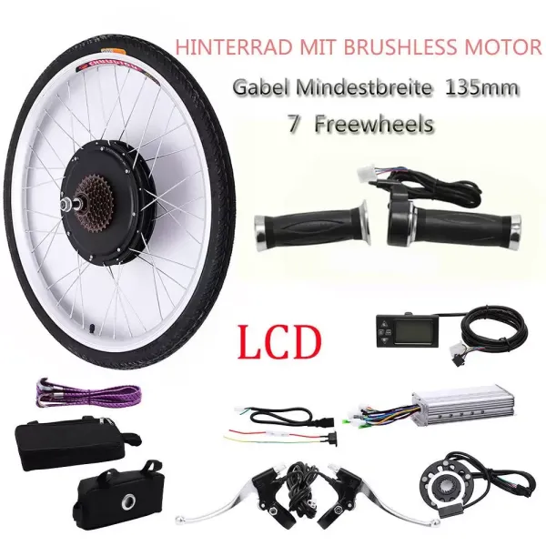 26" 36V 800W Rear Wheel Electric Bike Motor Conversion Kit E-bike LCD Display Sturdy and Durable Electric Bicycle Motor Kit