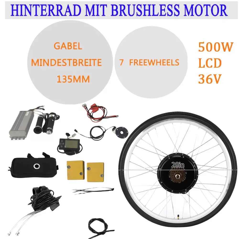 36V 500W 28" Rear Motor LCD E-Bike Electric Bike Conversion Kit 36V 500W 28" Rear Motor LCD E-Bike Electric Bike Conversion Kit