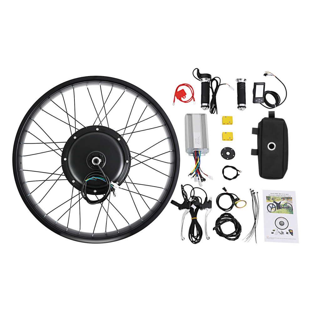 48v 1500w electric bicycle kit Bike Conversion Kit, 20" Fat Tire Rear Wheel E-Bike Conversion Kit, 7-Speed Adjustable Ebike Hub Motor Conversion with LCD Display/Thumb Control/PAS Sensor : Sports & Green button Control (While motor is working 48V 1500W Electric Bike Conversion