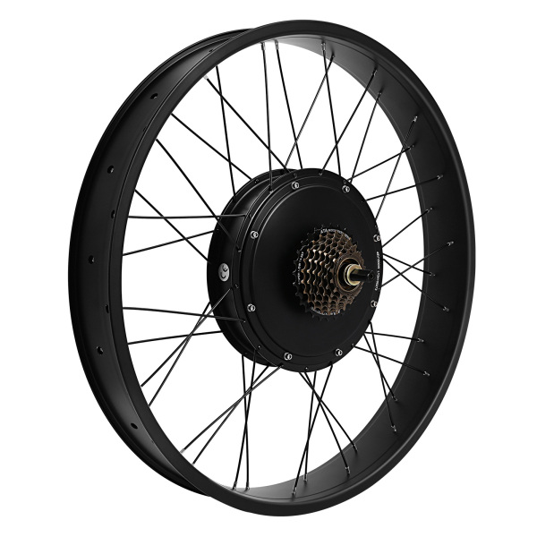 26" 48V 1500W Electric Bike Conversion Kit 2 Brake Handles LCD Display Rear Wheel Fat Snow Tire Electric Bicycle 48V 1500W with LCD