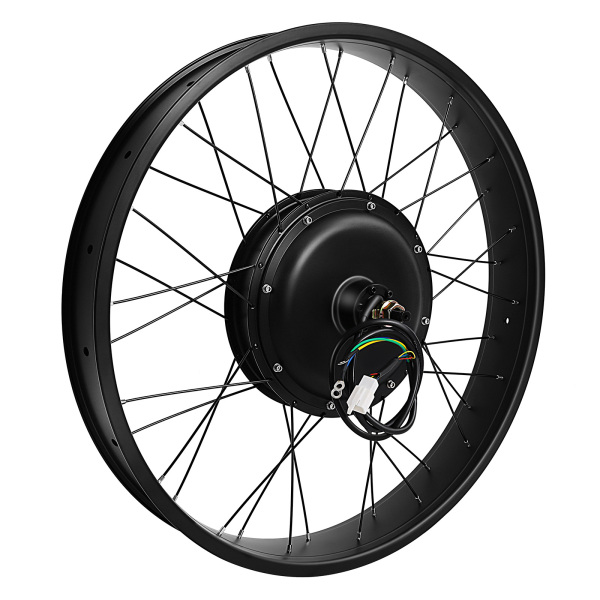 26" 48V 1500W Electric Bike Conversion Kit 2 Brake Handles LCD Display Rear Wheel Fat Snow Tire Electric Bicycle 48V 1500W with LCD