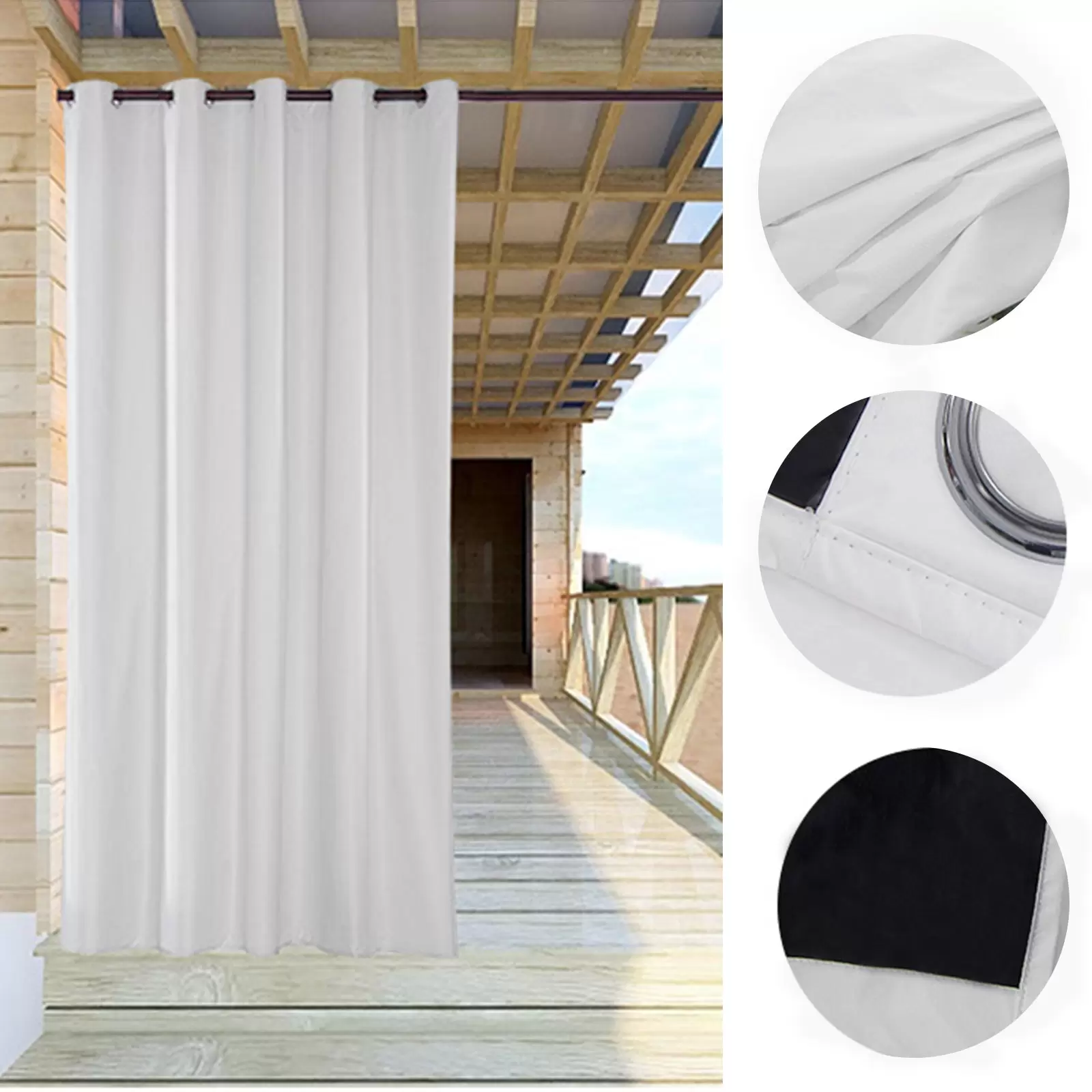 Outdoor Waterproof Curtains, 6 Pack, with Metal Grommets, Blocks 70-90% Sunlight and UV Rays, Windproof Outdoor Waterproof Curtains, 6 Pack, with Metal Grommets, Blocks 70-90% Sunlight and UV Rays, Windproof