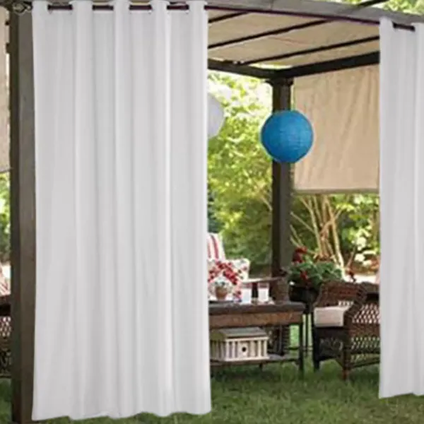 Outdoor Waterproof Curtains, 6 Pack, with Metal Grommets, Blocks 70-90% Sunlight and UV Rays, Windproof