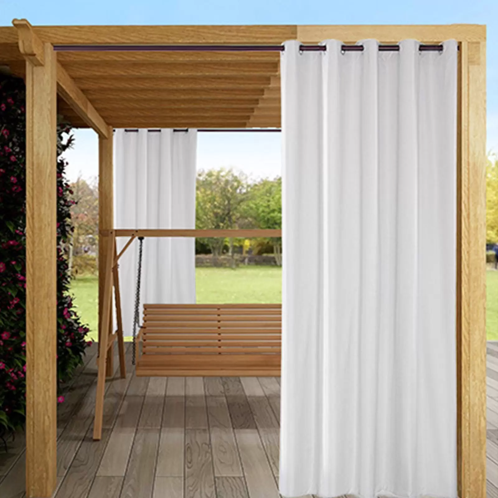 Outdoor Waterproof Curtains, 6 Pack, with Metal Grommets, Blocks 70-90% Sunlight and UV Rays, Windproof Outdoor Waterproof Curtains, 6 Pack, with Metal Grommets, Blocks 70-90% Sunlight and UV Rays, Windproof
