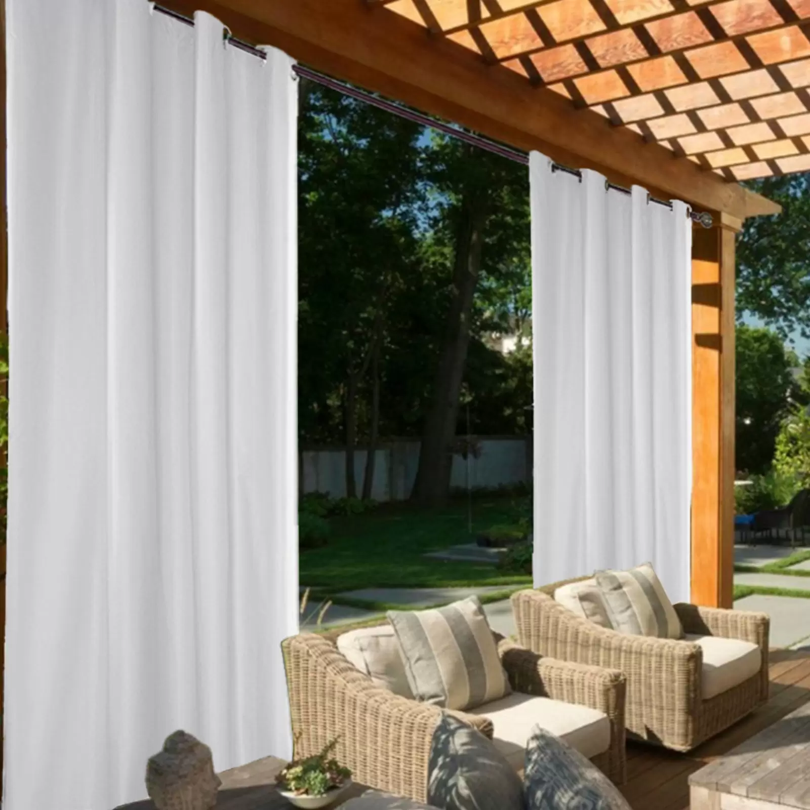 Outdoor Waterproof Curtains, 6 Pack, with Metal Grommets, Blocks 70-90% Sunlight and UV Rays, Windproof Outdoor Waterproof Curtains, 6 Pack, with Metal Grommets, Blocks 70-90% Sunlight and UV Rays, Windproof