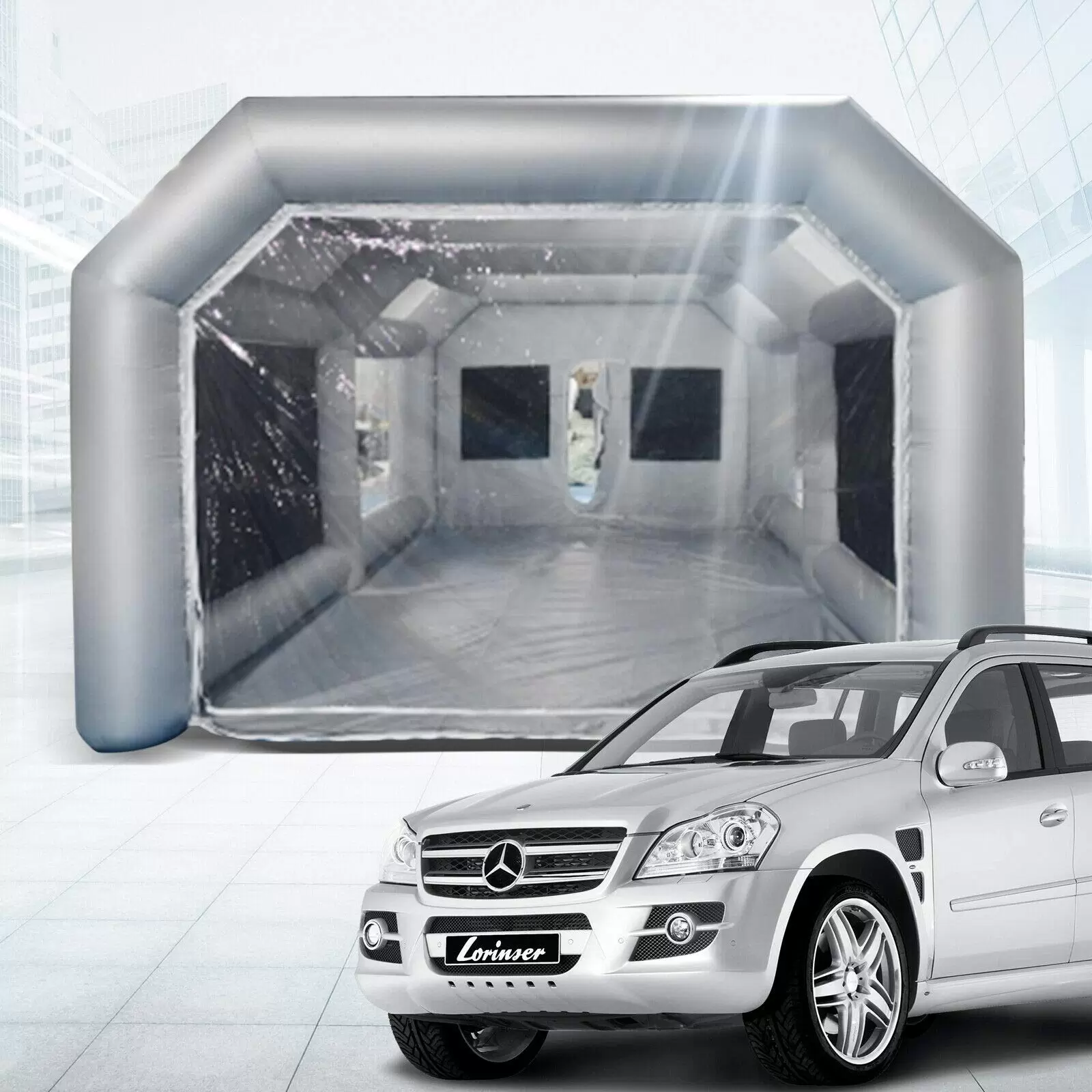 Inflatable car tent, spray paint booth with transparent window