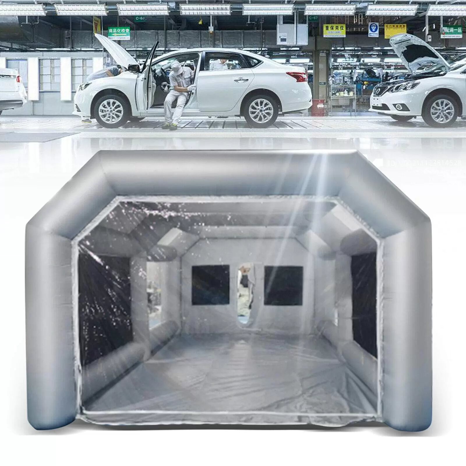 Inflatable car tent, spray paint booth with transparent window Inflatable car tent, spray paint booth with transparent window