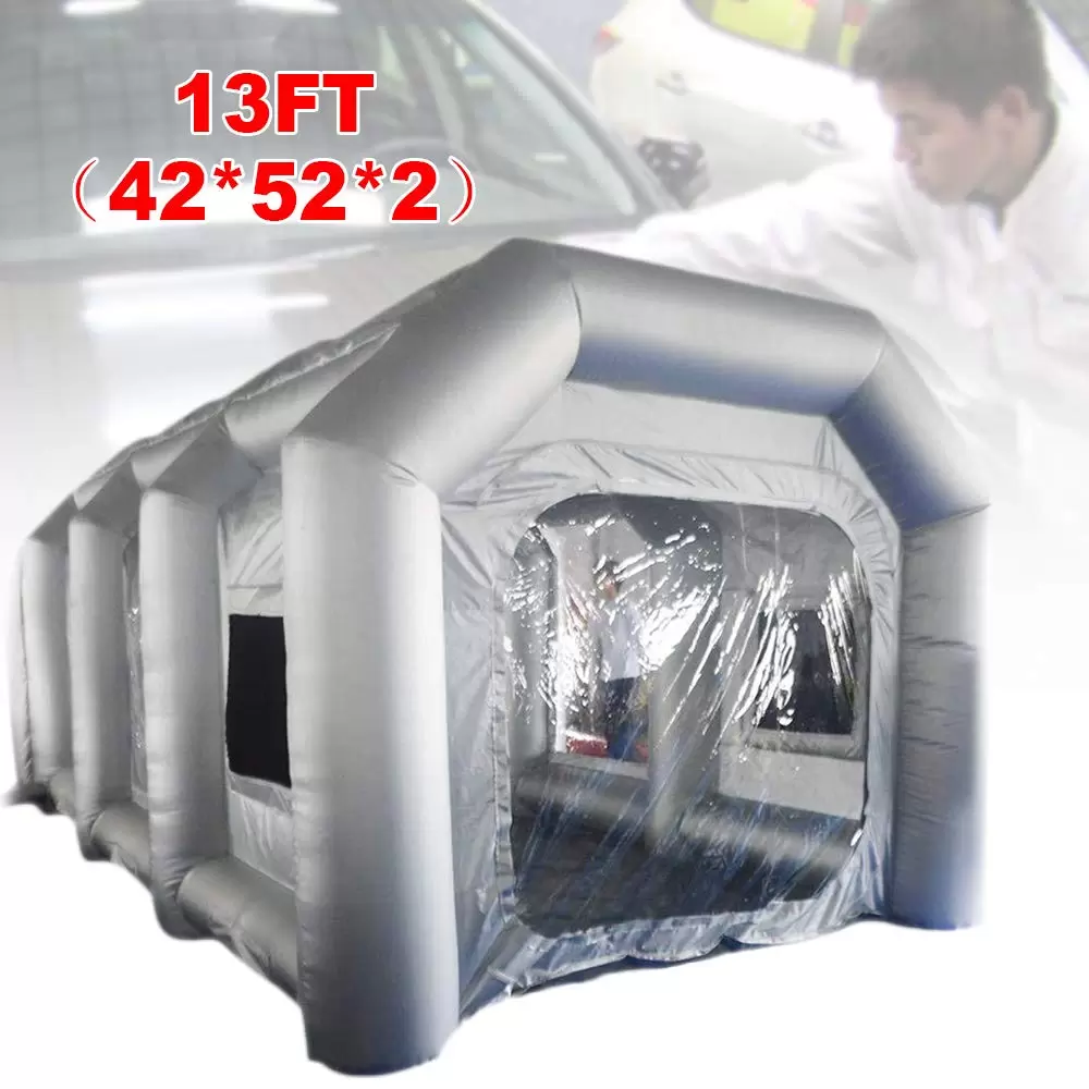 Portable Spray Booth 4x2.5x2.2m with Clear Window and Air Filtration PVC Oxford Fabric Tent 4*2.5*2.2m for Car Painting